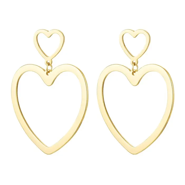 Grote hart oorbellen | Goud