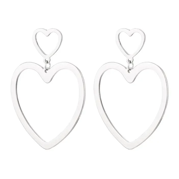 Grote hart oorbellen | Zilver