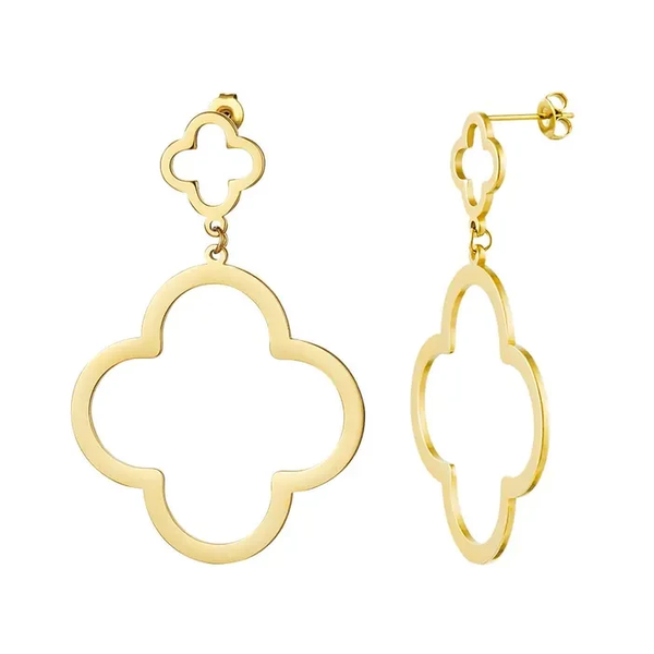Grote klaver oorbellen | Goud
