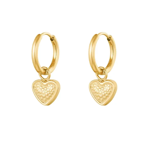 Hart oorbellen met print | Goud