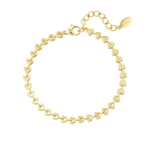 Hart schakel armband | Goud