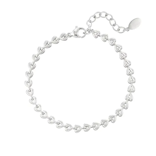 Hart schakel armband | Zilver