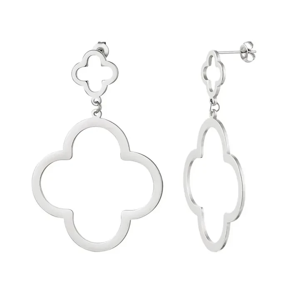 Grote klaver oorbellen | Zilver