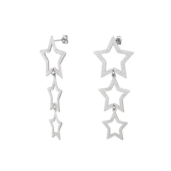 Sterre print oorbellen | Zilver