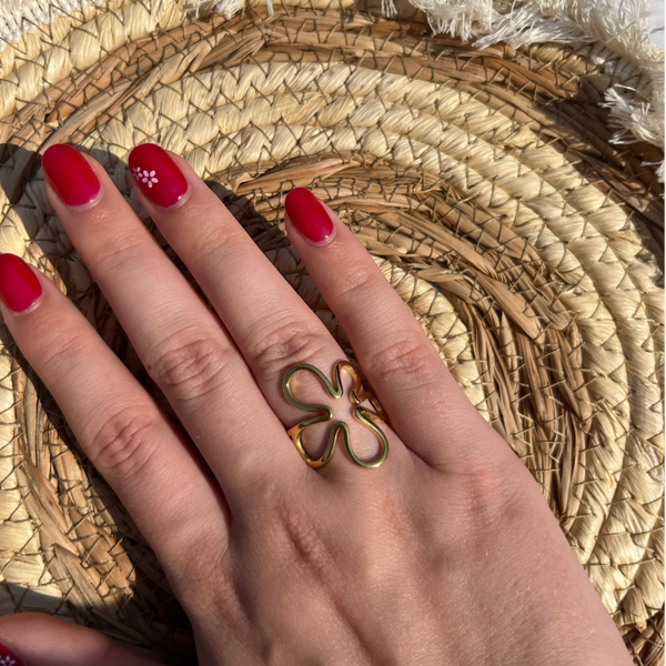 Bloemen ring groot | Goud