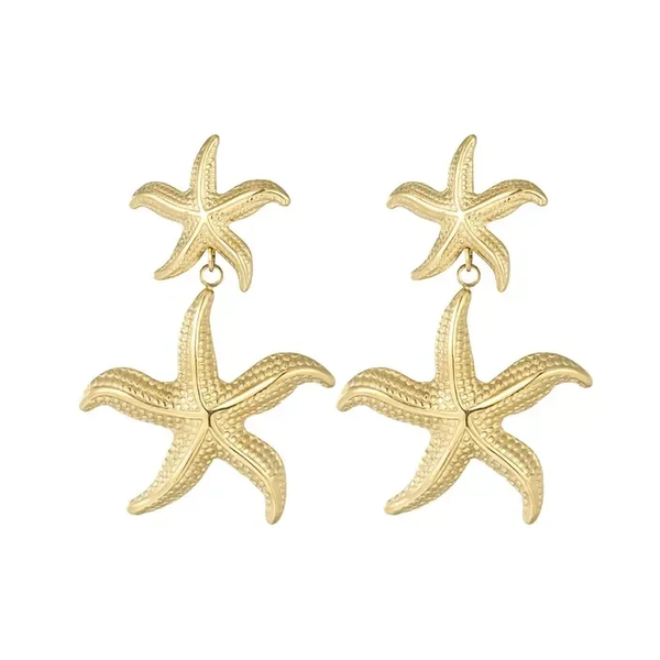 Dubbele zeester oorbellen | Goud