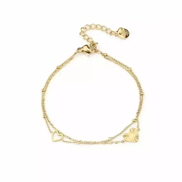 Dubbele hartjes armband | Goud