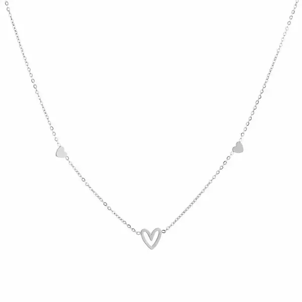 Triple hartjes ketting | Zilver