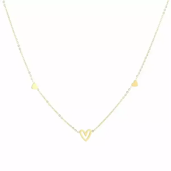 Triple hartjes ketting | Goud