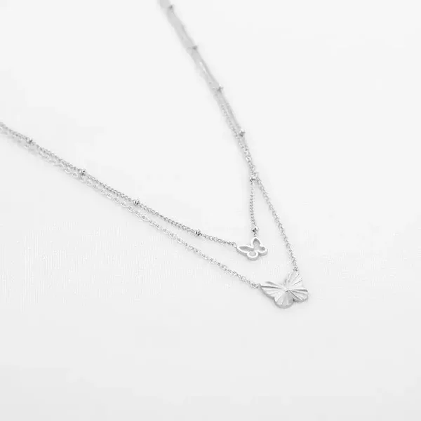 Dubbele vlinder ketting | Zilver