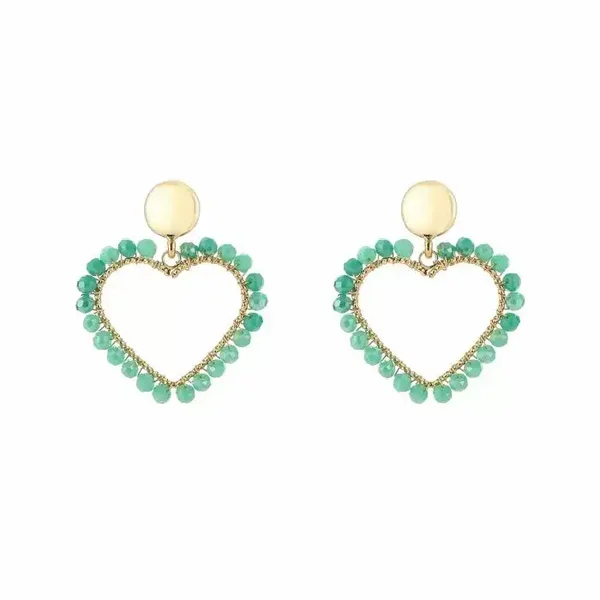 Ibiza kraal oorbellen | Hartje groen