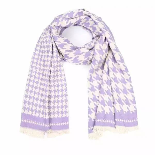 Luxe pied-de-poule sjaal | Lila paars