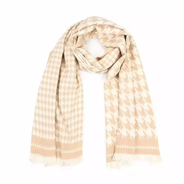 Luxe pied-de-poule sjaal | Beige