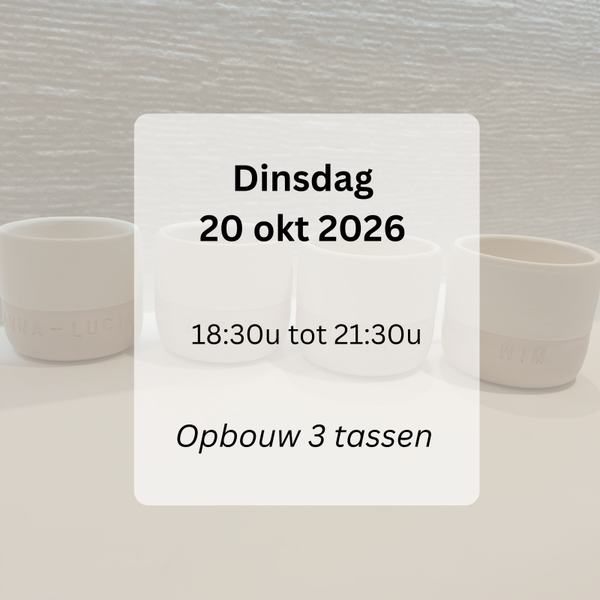 WORKSHOP: Opbouw  3 tassen dinsdag 'AVOND' 20 okt