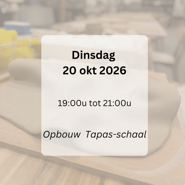 WORKSHOP: TAPAS-schaal dinsdag 20 okt 'AVOND' 2026