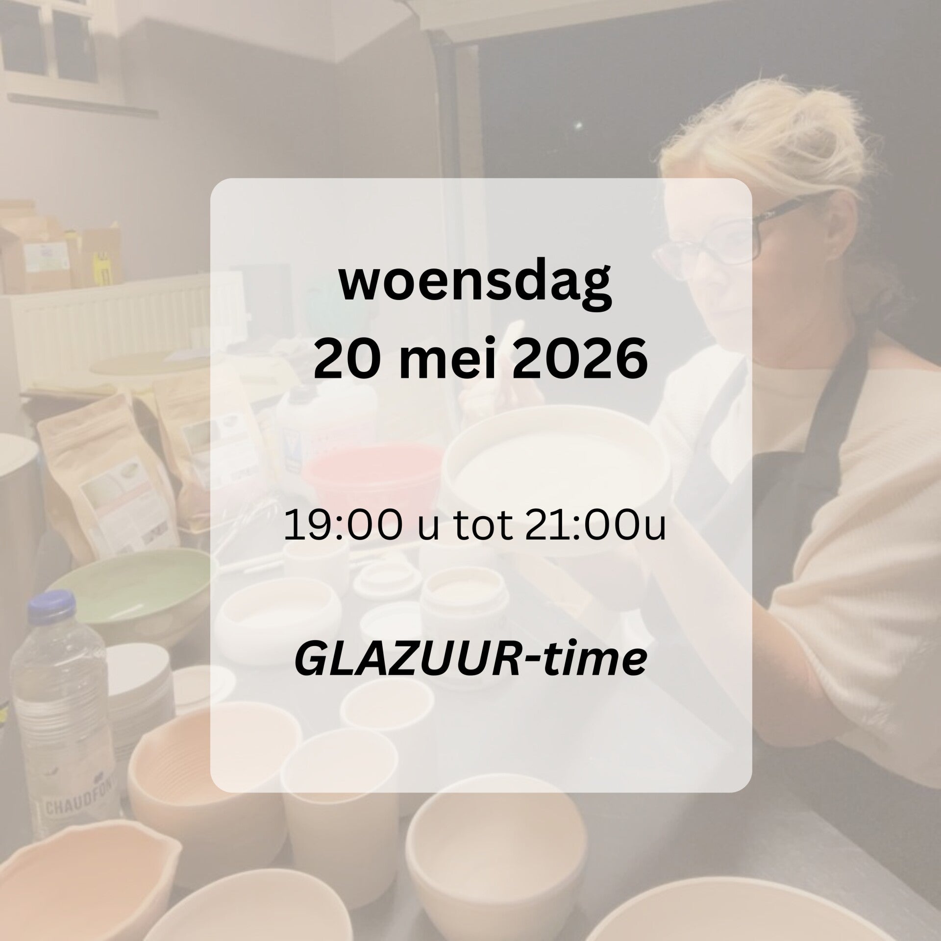 GLAZUUR-time: woensdag 20 mei (enkel mogelijk na bericht nadia)