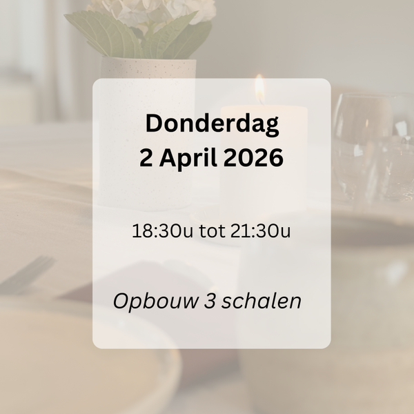 WORKSHOPS Opbouw: 3 schalen