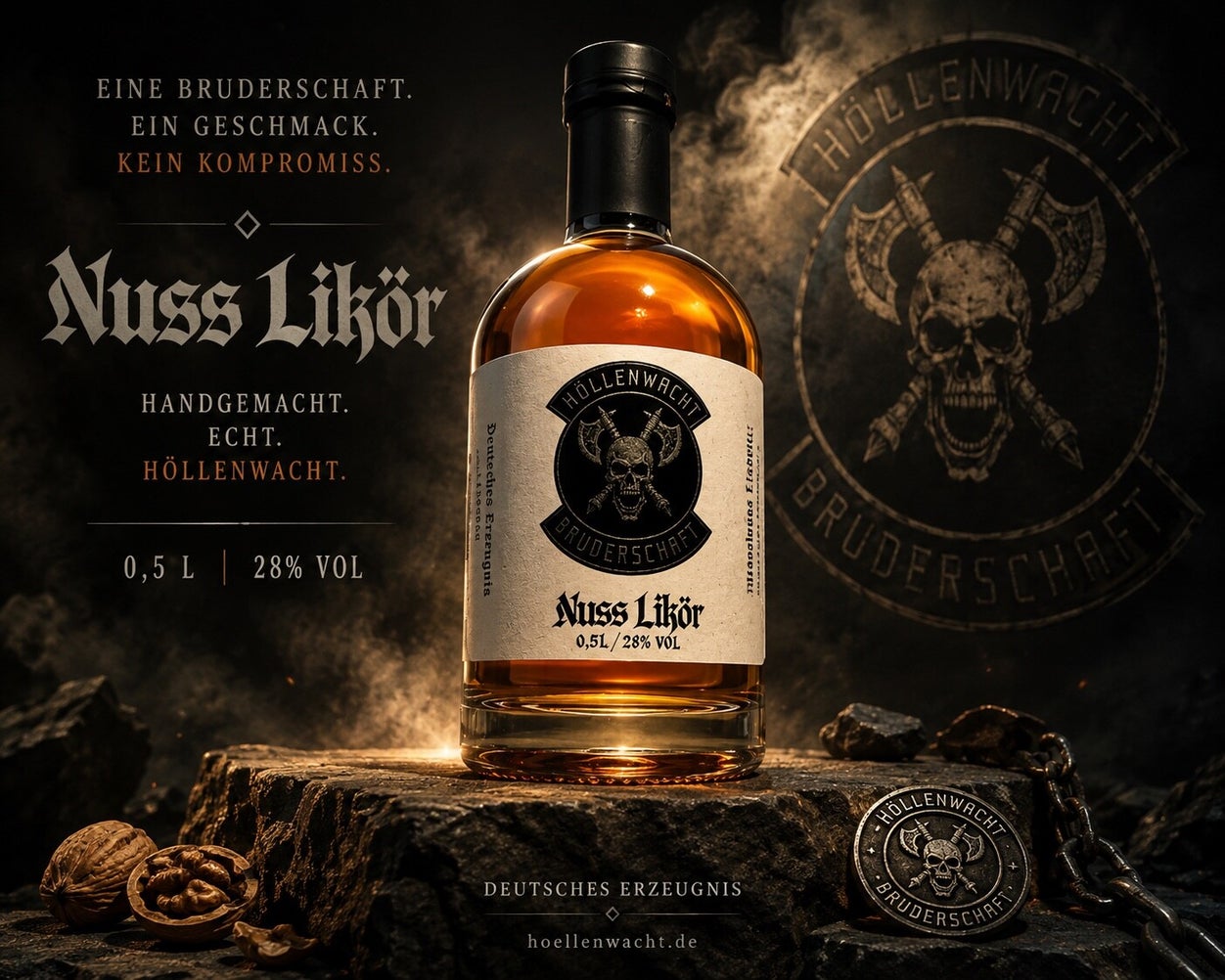 HÖLLENWACHT Nuss Likör, 0,5 Liter, 28 Prozent vol.