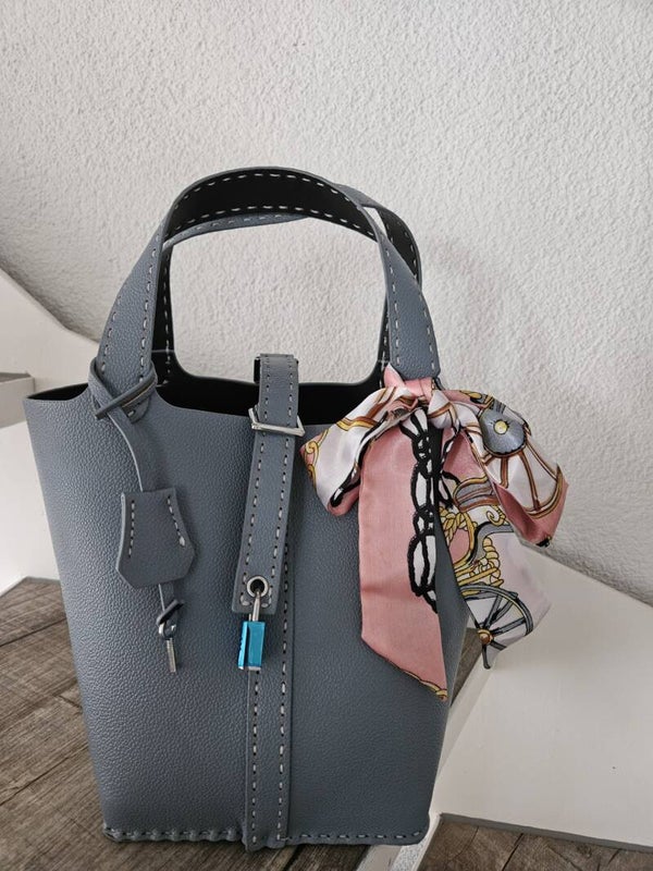 Tasche Kunstleder grau