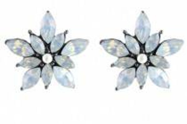 Crystal Flower Earrings 2x2cm blauw