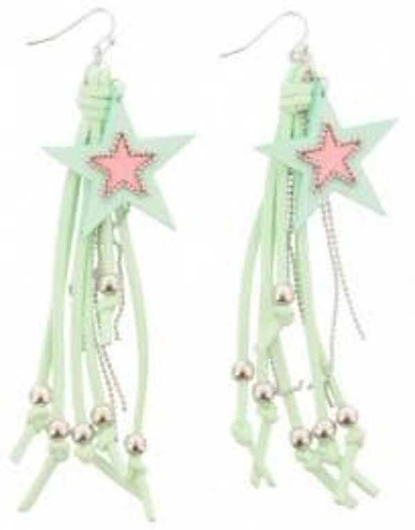 Earring Stars Green 11cm