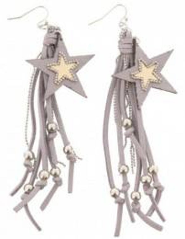 Earring Stars Grey 11cm