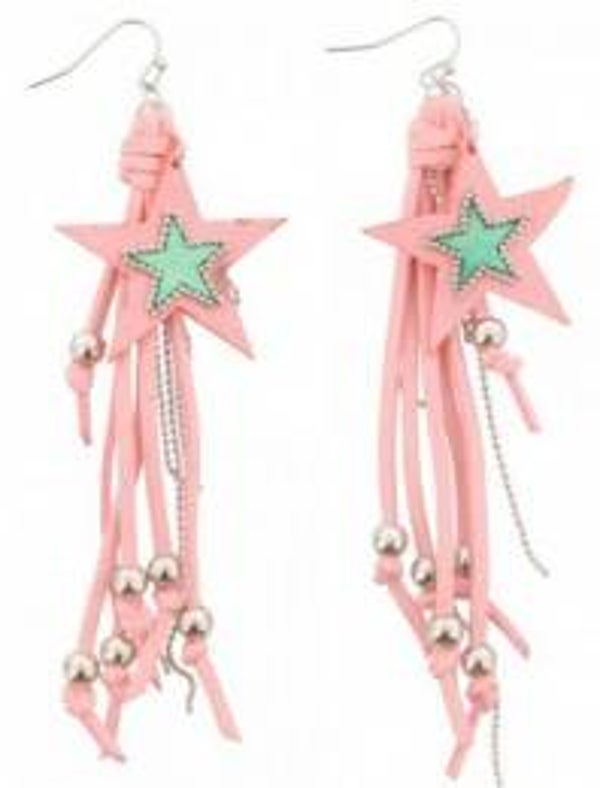 Earring Stars Pink 11cm