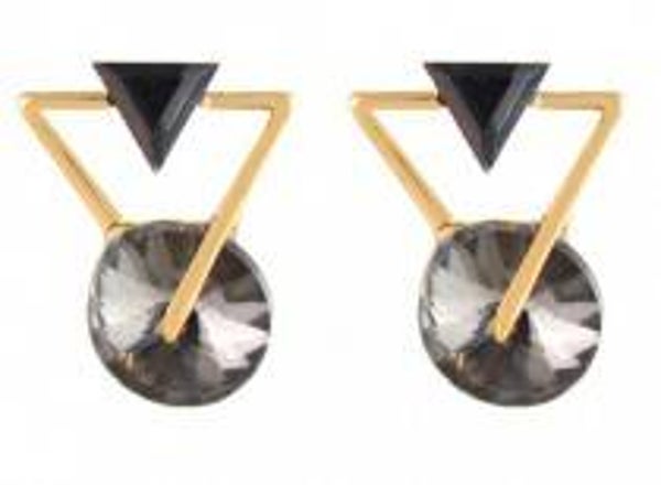 Geometric Crystal Earrings Gold Grey 1,5x2cm
