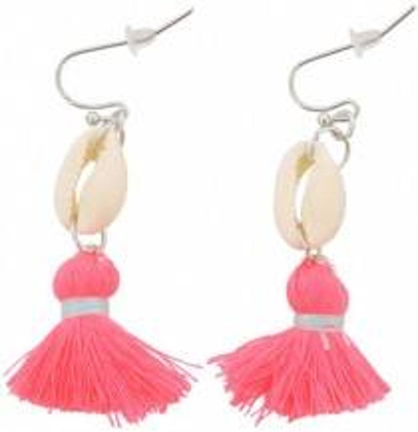 Shell with Tassel Bright Pink 5cm