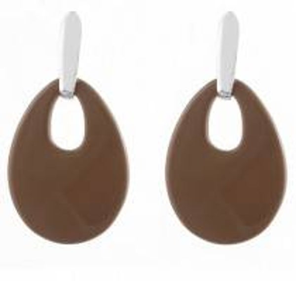 Statement Earrings Silver- Brown