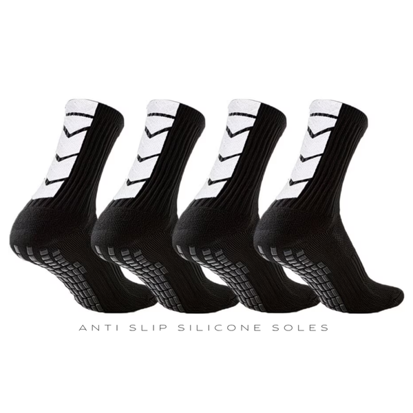 Sport sock with silicone grip sole - Black