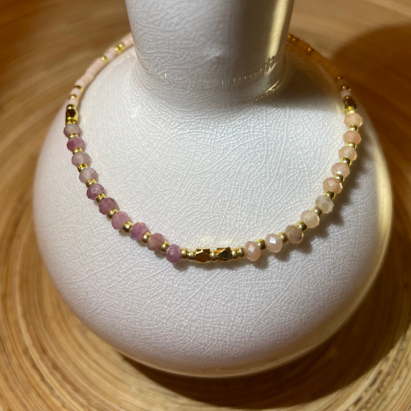 Zonnesteen & Roze Toermalijn Armband