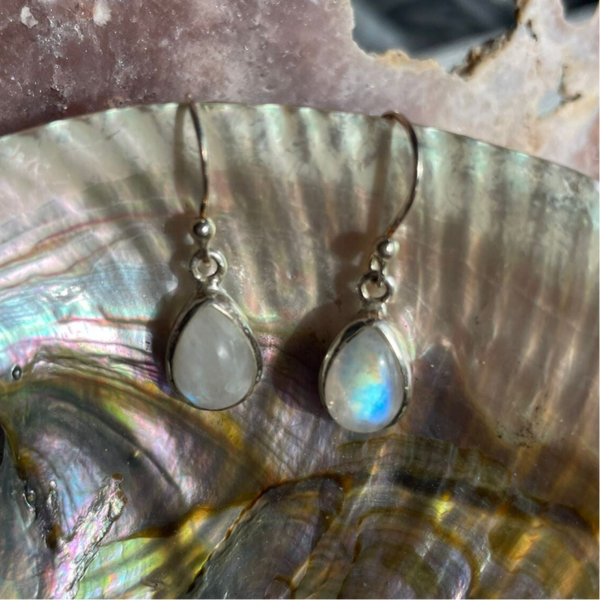 Regenboog Maansteen Oorbellen  - Nr 01