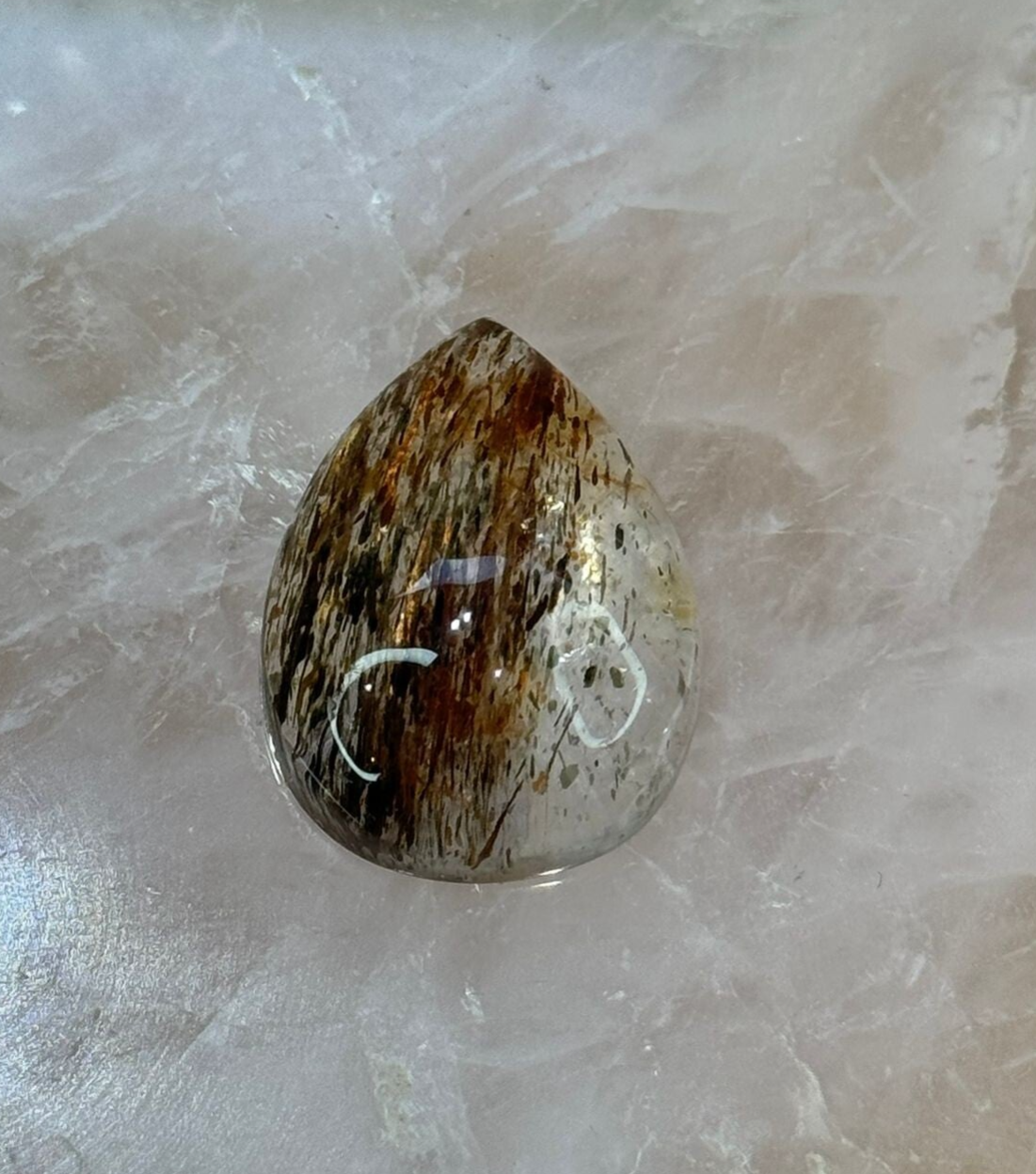 Rutiel in Kwarts Cabochon - Nr 01