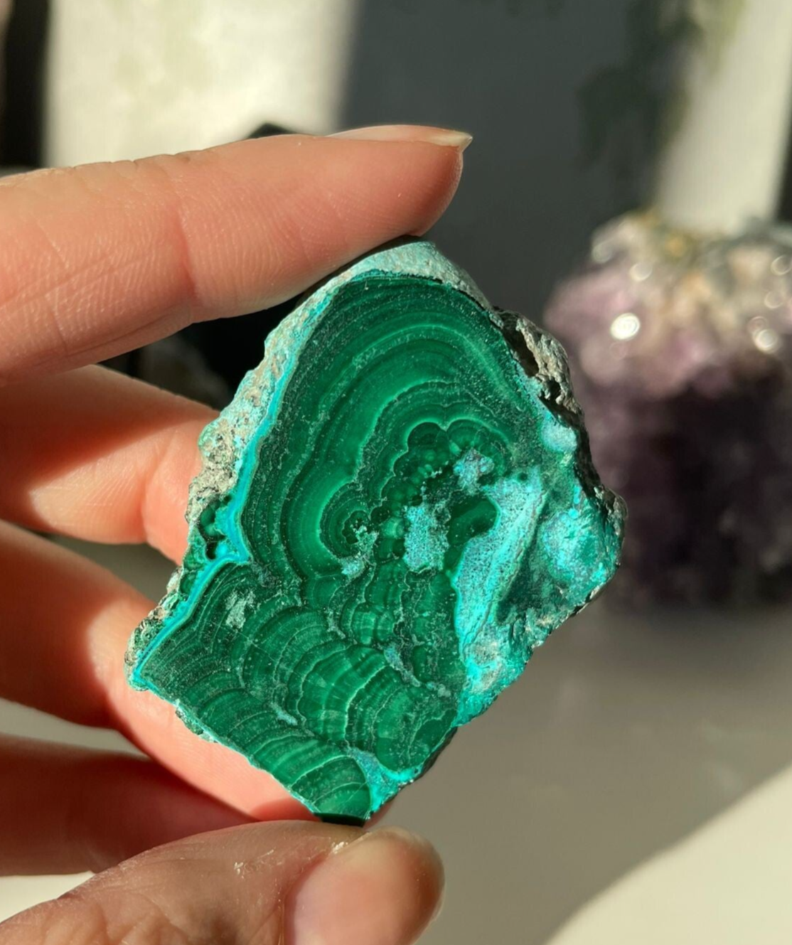 Malachiet met Chrysocolla Schijf - Nr 01