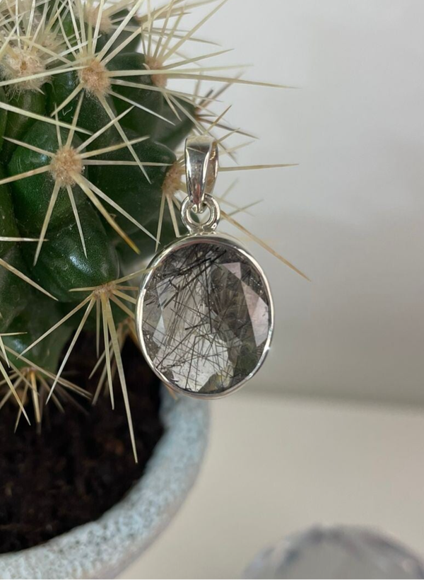 Toermalijn in Kwarts Hanger Sterling Zilver - Nr 02