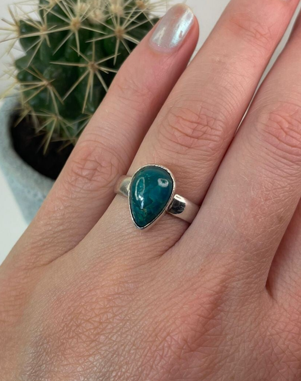 Chrysocolla Ring Sterling Zilver - Nr 01