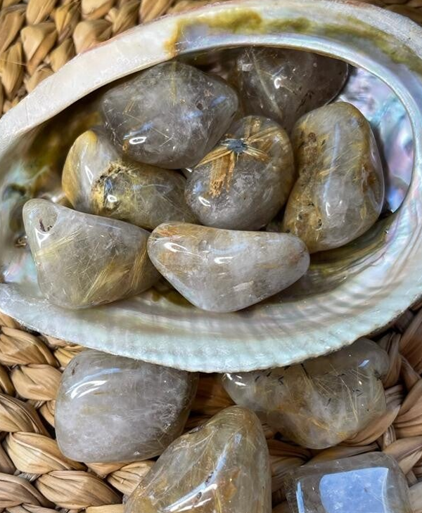 Gouden Rutielkwarts Trommelsteen M/L