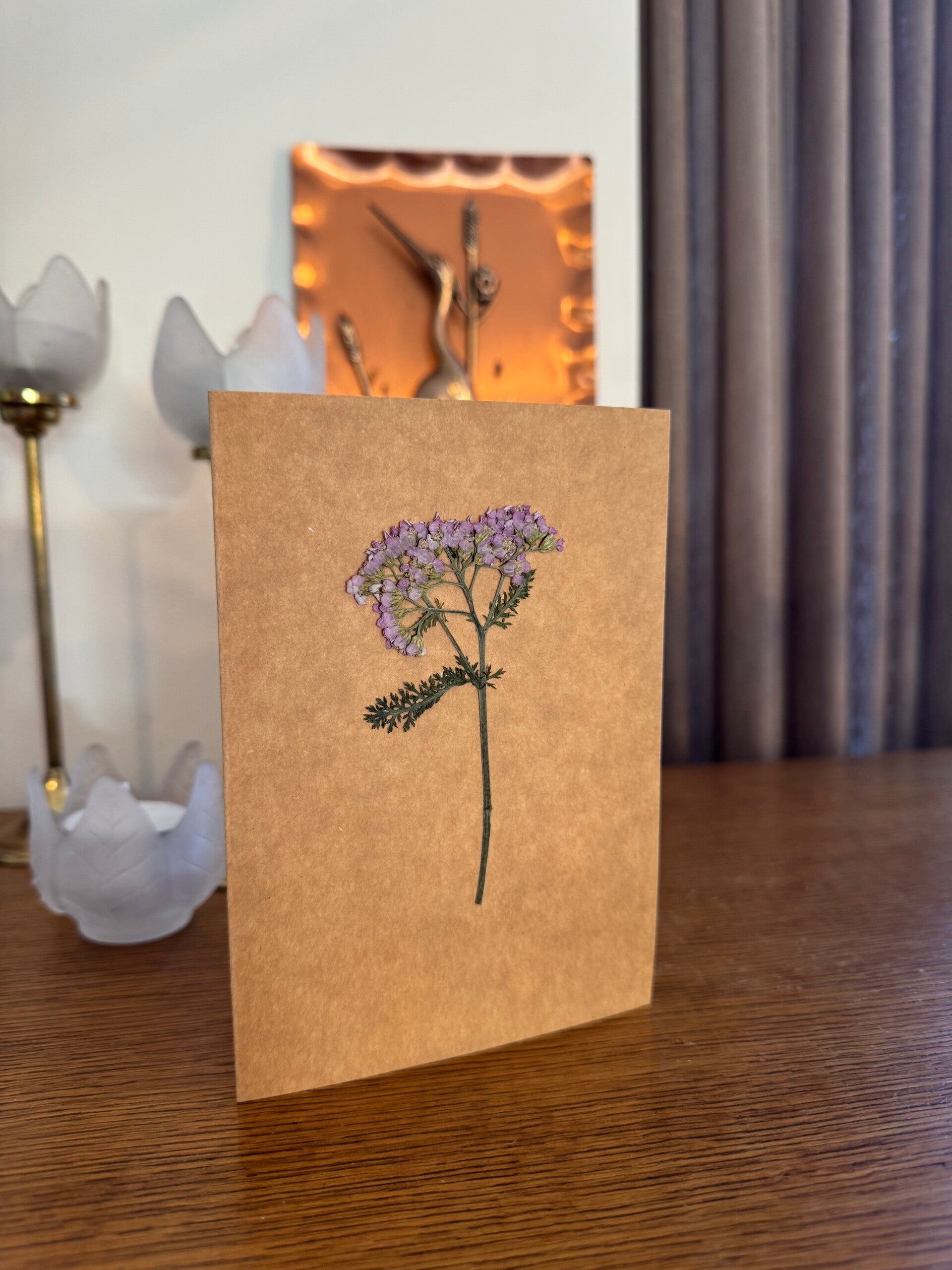 Handgemaakte kaart met Droogbloemen - Nr 07