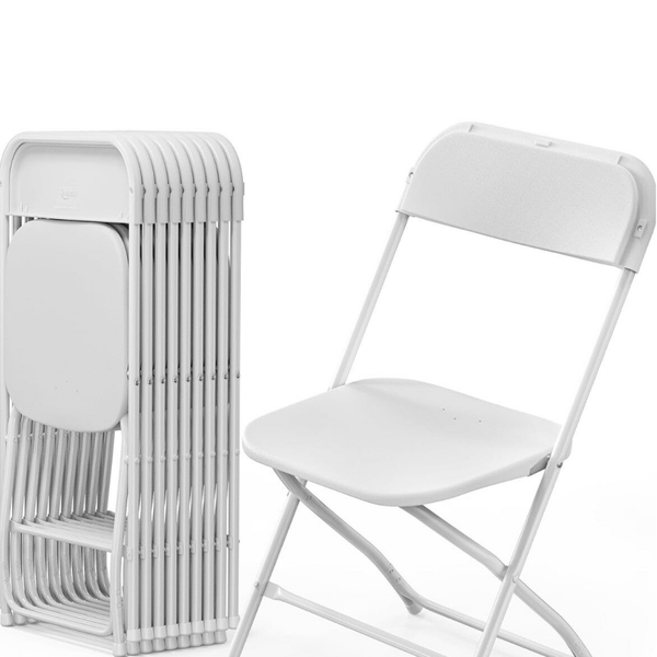 White plastic chairs