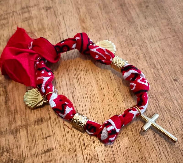 Rode stof armband