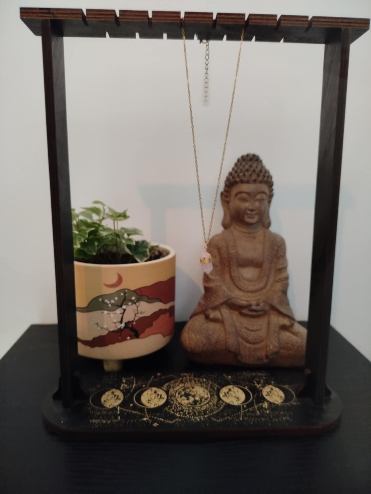 Collier Boho doré quartz rose