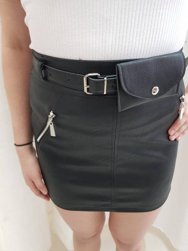 Eco leder rok met Opbergzakje 