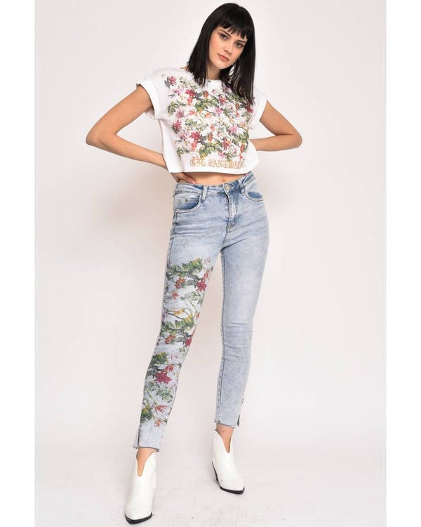 NEW!!! CROP T-SHIRT WITH FLOWERS FRONT PRINT