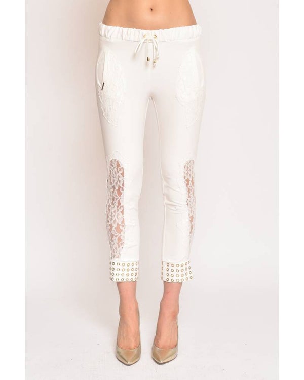 PANTS WITH LACE INSERTS