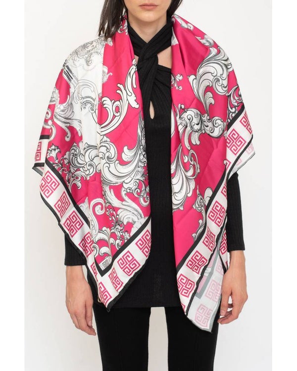 SATIN SCARF WITH BAROQUE PRINT