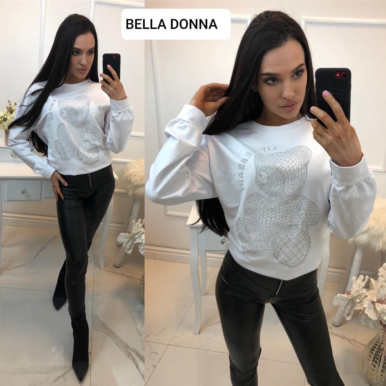 Katoenen sweater met zirkonia print.