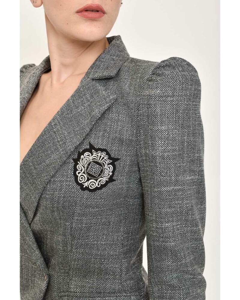 SALT AND PEPPER CANVAS JACKET WITH PATCH