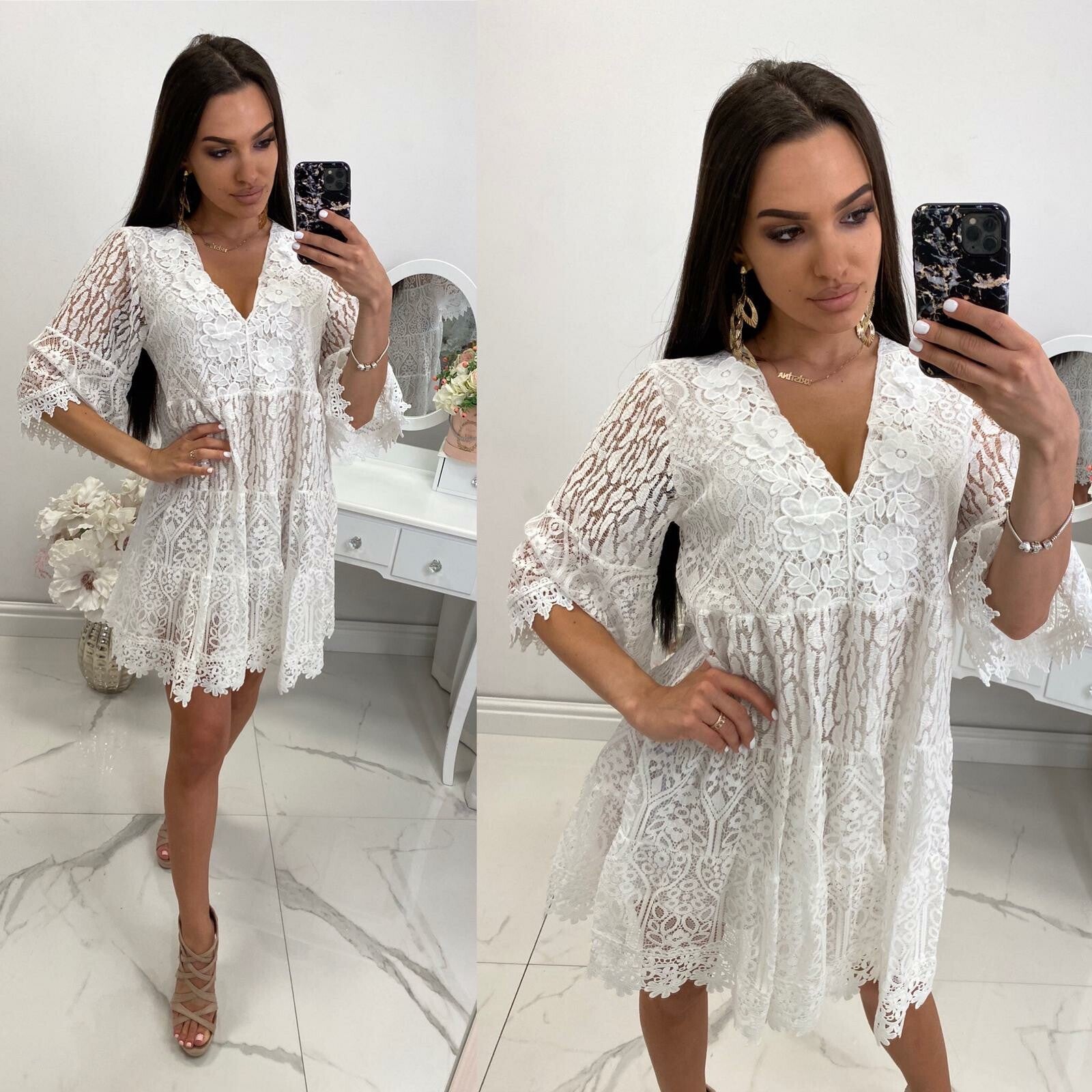 Prachtige korte kanten jurk