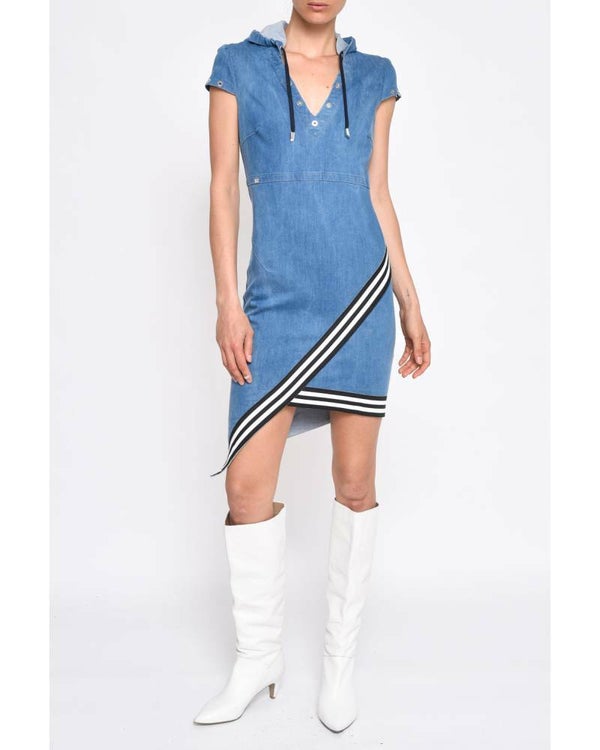 HOODED DENIM DRESS
